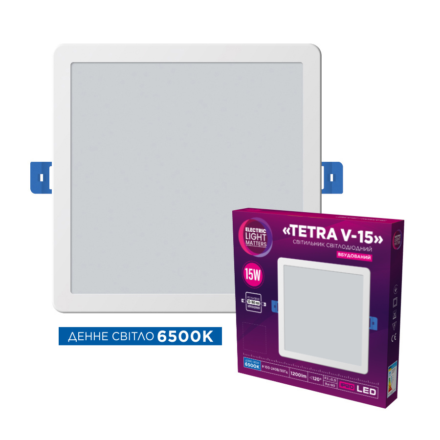 Світильник світлодіодний вбудований ELM Tetra V-15 15W 6500К IP20 білий 26-0063