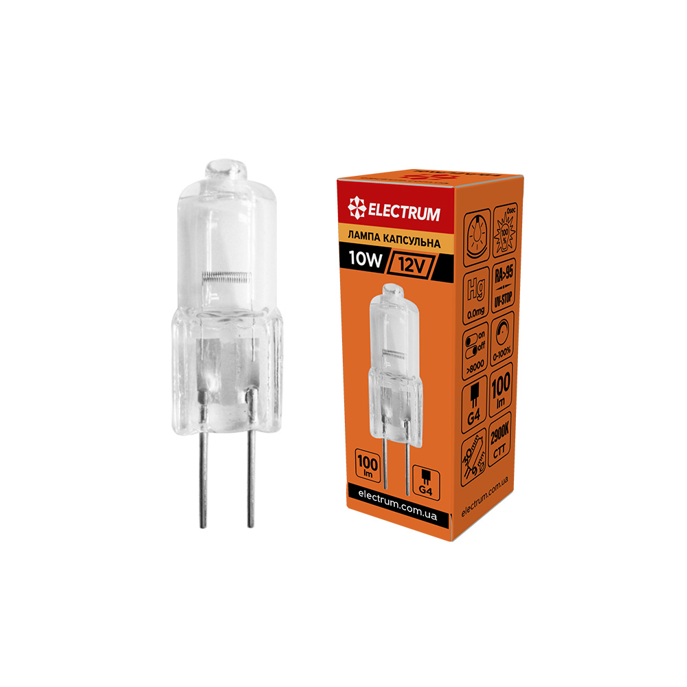 Лампа галогенна капсульна ELECTRUM 10W 12V G4 2900K – A-HC-0114