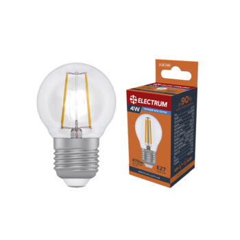 Світлодіодна лампа ELECTRUM LB-4F 4 Вт E27 4000K ретро-куля прозоре скло – A-LB-1386