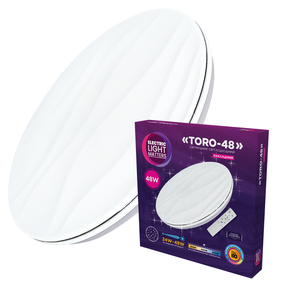 Світильник Світлодіодний Накладний ELM Toro 48W 3000-6500К IP20 Білий (26-0117)