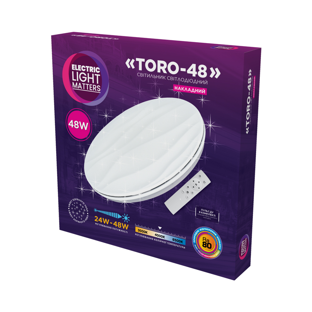Світильник Світлодіодний Накладний ELM Toro 48W 3000-6500К IP20 Білий (26-0117)