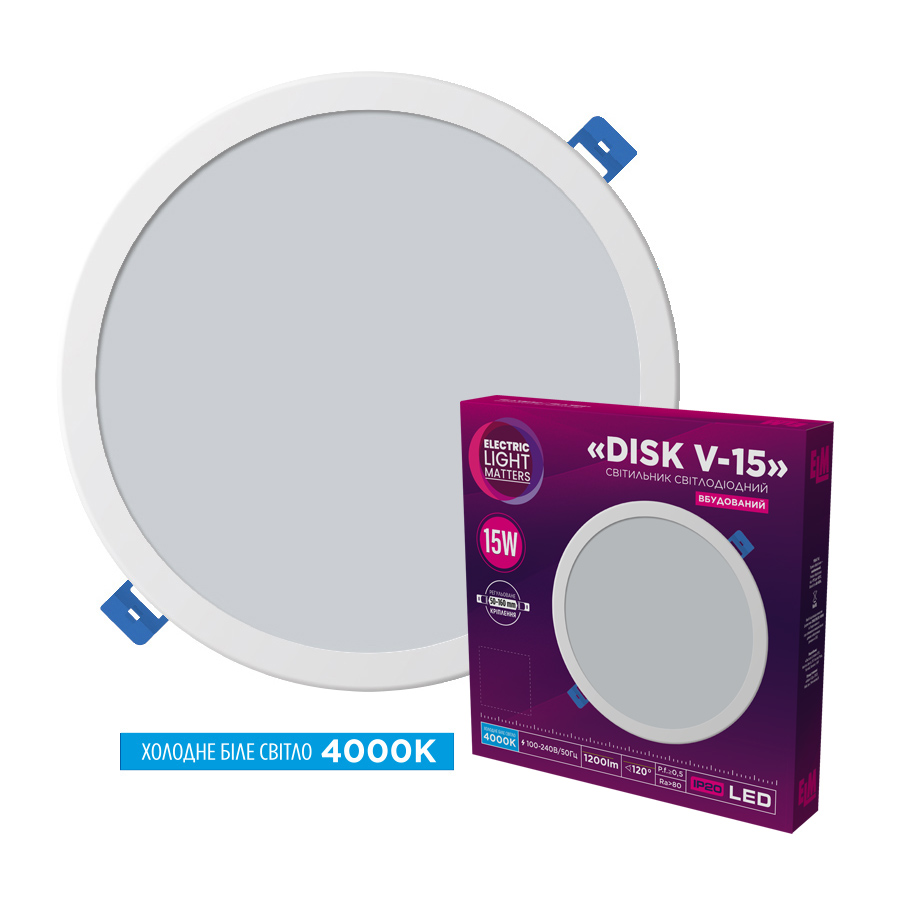 Світильник світлодіодний вбудований Disk-V-15 15W 4000К IP20 білий 26-0086