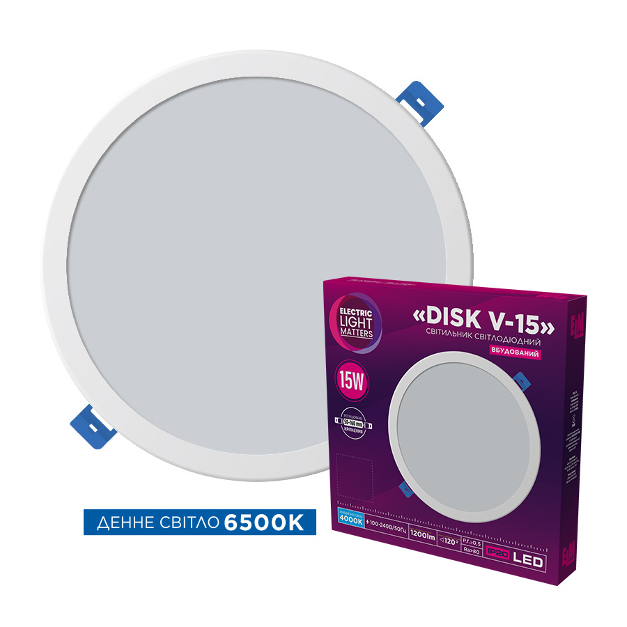 Світильник світлодіодний вбудований ELM Disk-V-15 15W 6500К IP20 білий 26-0060