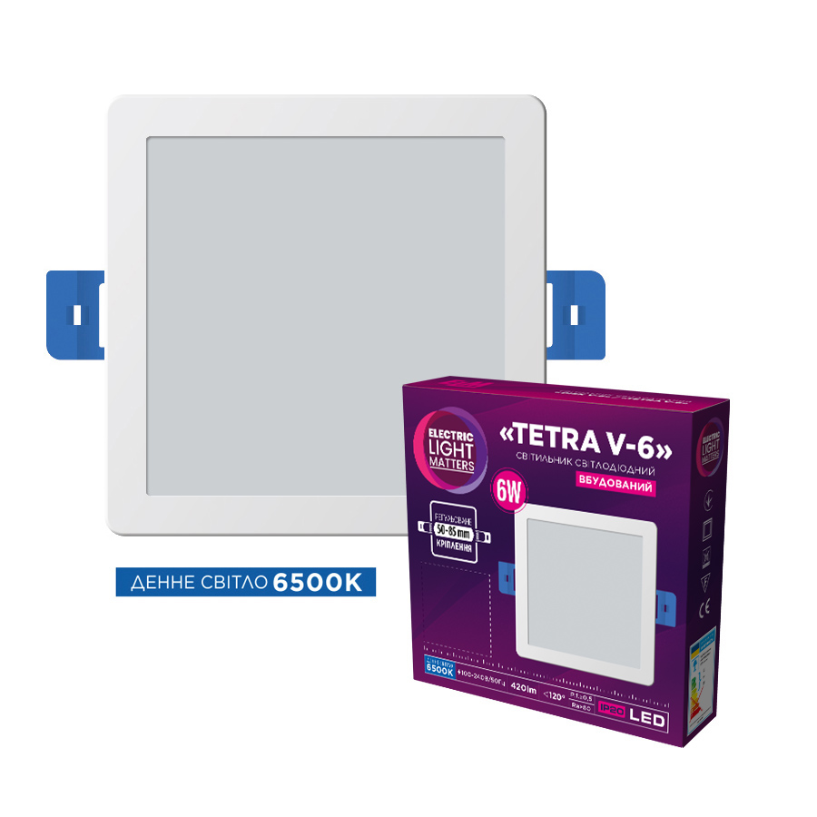Світильник світлодіодний вбудований ELM Tetra V-6 6W 6500К IP20 білий 26-0061