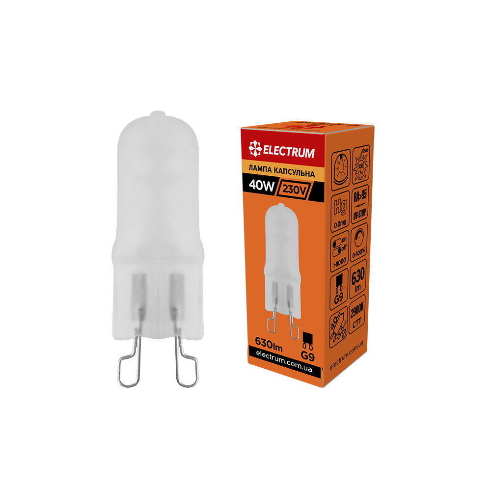 Лампа галогенна капсульна ELECTRUM 40W 230V G9 2900K матова – A-HC-0122