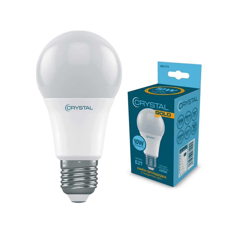Лампа світлодіодна стандартна CRYSTAL GOLD A60 10W E27 4000K – A60-015