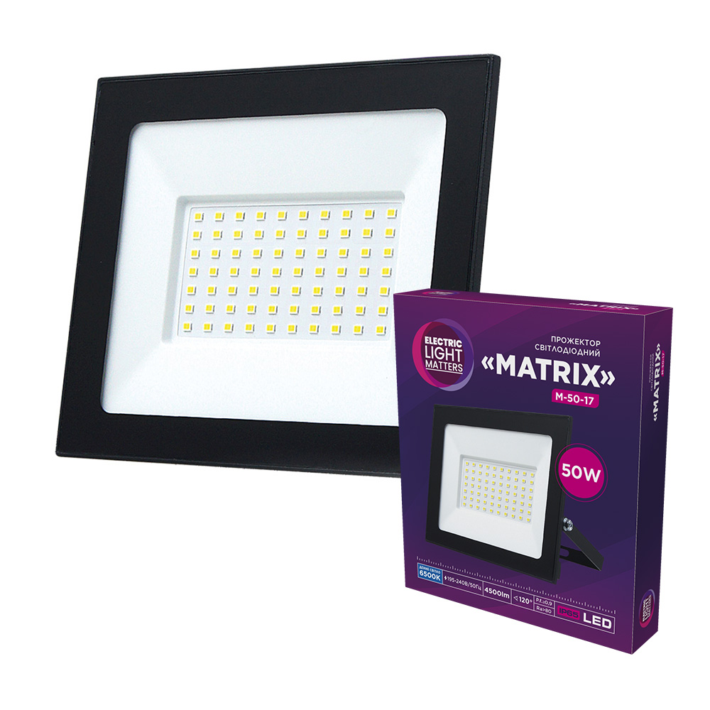Прожектор світлодіодний ELM Matrix M-50-17 IP65 50Вт 6500К – 26-0037