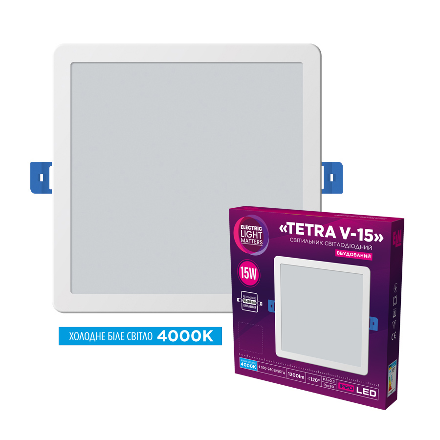 Світильник світлодіодний вбудований ELM Tetra V-15 15Вт 4000К IP20 білий – 26-0089