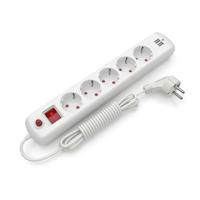 Подовжувач блоковий SB-5ES/U2.P 5гн. 1,5м. с заземл.+вимик.+захист C-ES-1879