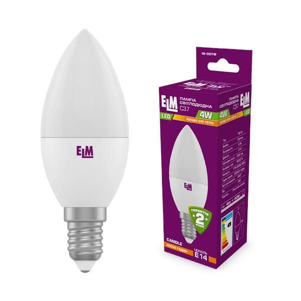 Лампа світлодіодна свічка PA10 4W E14 3000K алюмопластиковый корп. 18-0076