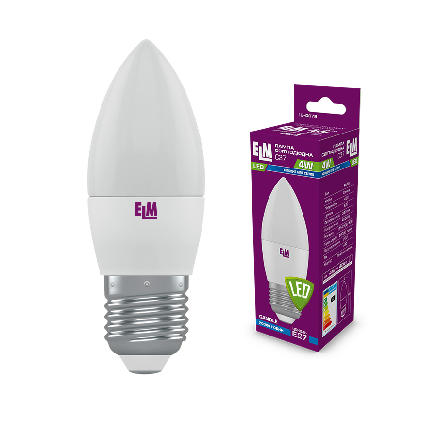 Лампа світлодіодна свічка PA10 4W E27 4000K алюмопластиковый корп. 18-0079