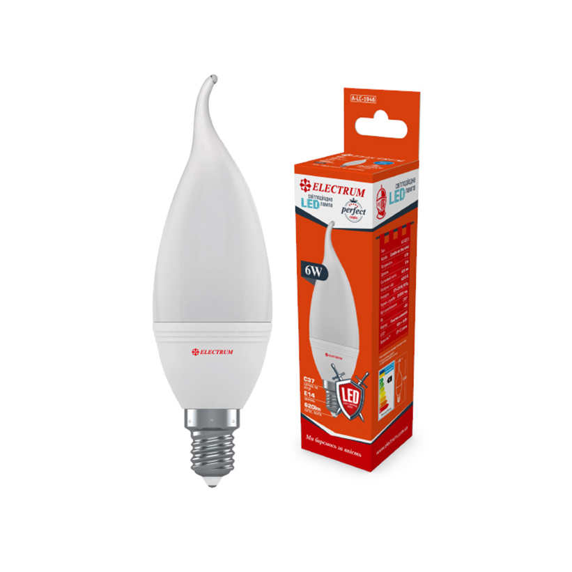 Лампа світлодіодна свічка на вітрі LC-32/1 6W E14 4000K алюмопл. корп. A-LC-1946