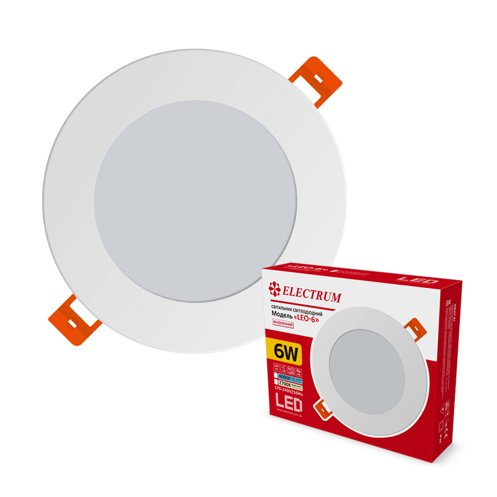 Світильник вбудований світлодіодний Leo-6 6W 4000К кругл. B-LD-0735