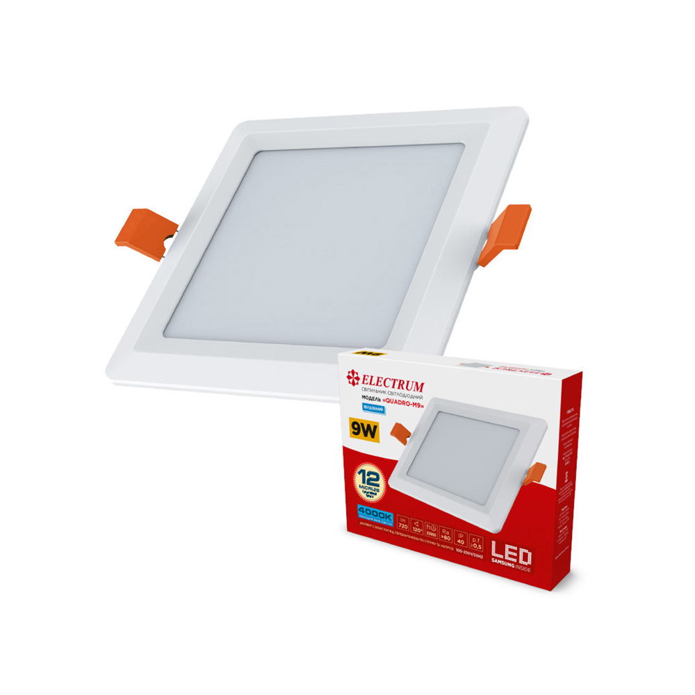 Світильник світлодіодний вбудований QUADRO M-9 9W 4000К квадр. B-LD-1960