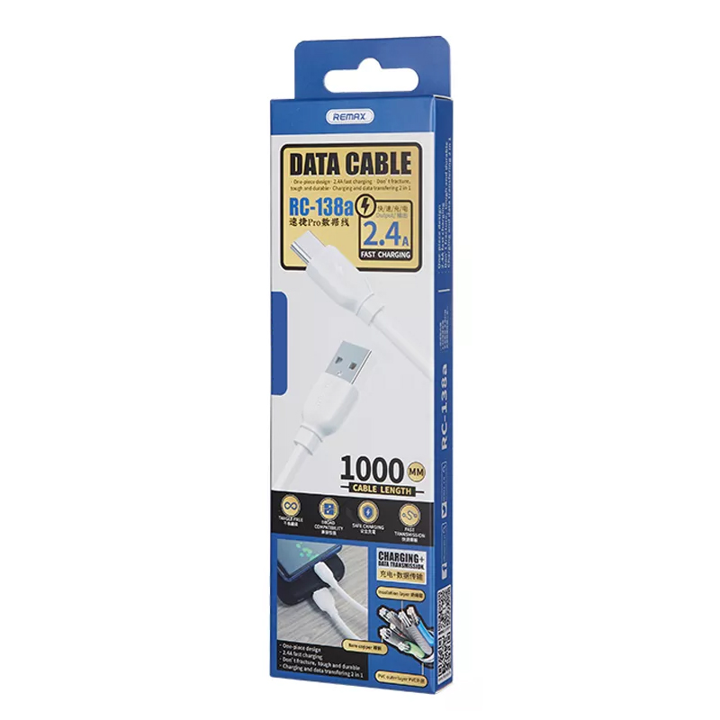 Кабель Remax Suji Series USB to Micro-USB White (RC-138M)