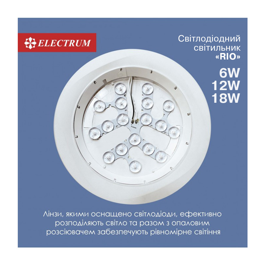 Світильник світлодіодний накладний RIO-12 12W 4000К кругл. B-LD-1964