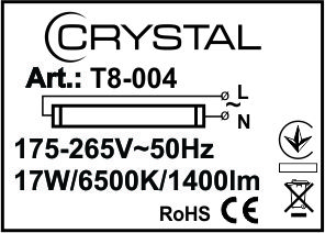 Лампа світлодіодна трубчаста T8 17W G13 6500K скло T8-004