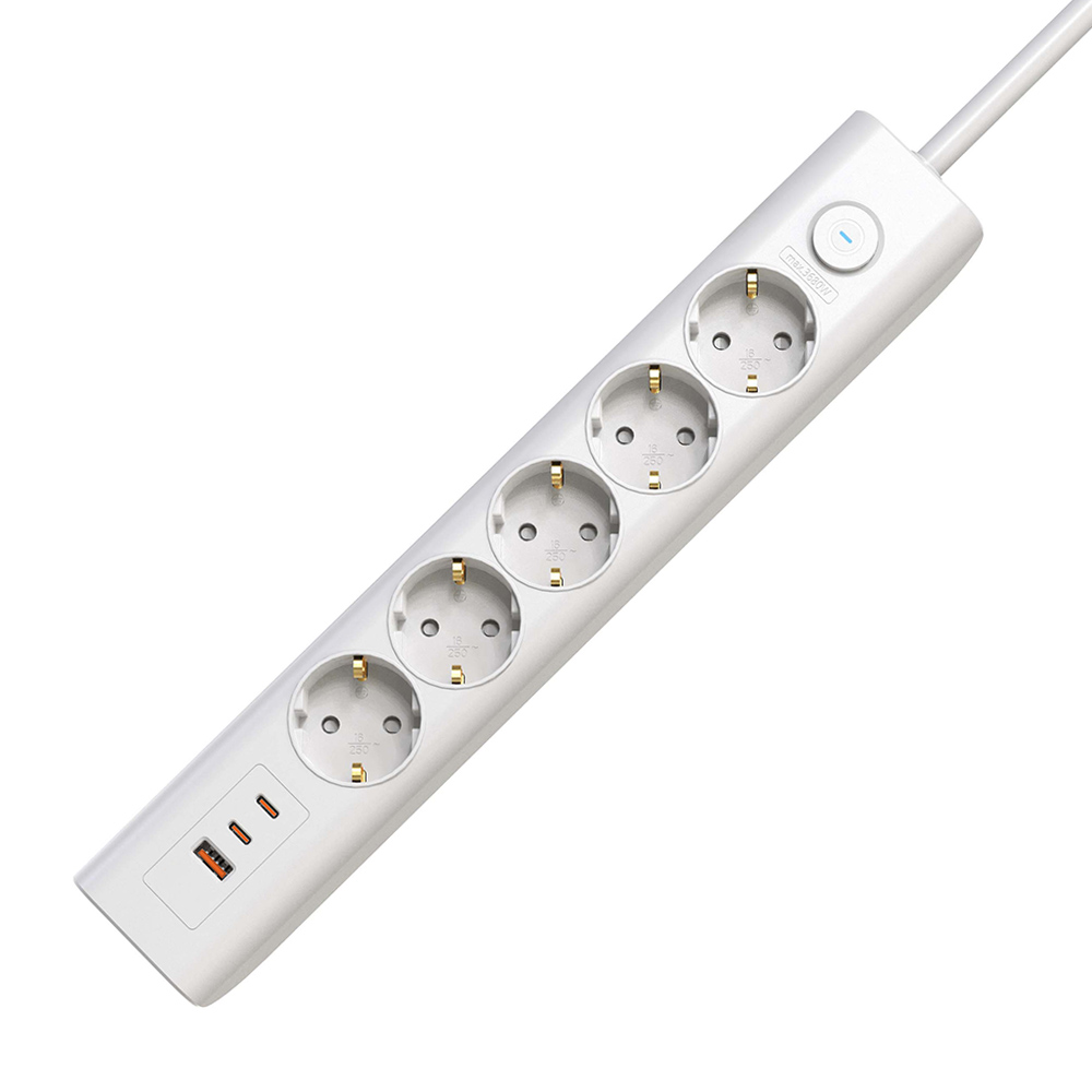 Подовжувач мережевий ELECTRUM PD 5 розеток 3м з вимикачем 2 Type-C + USB (C-ES-1991)