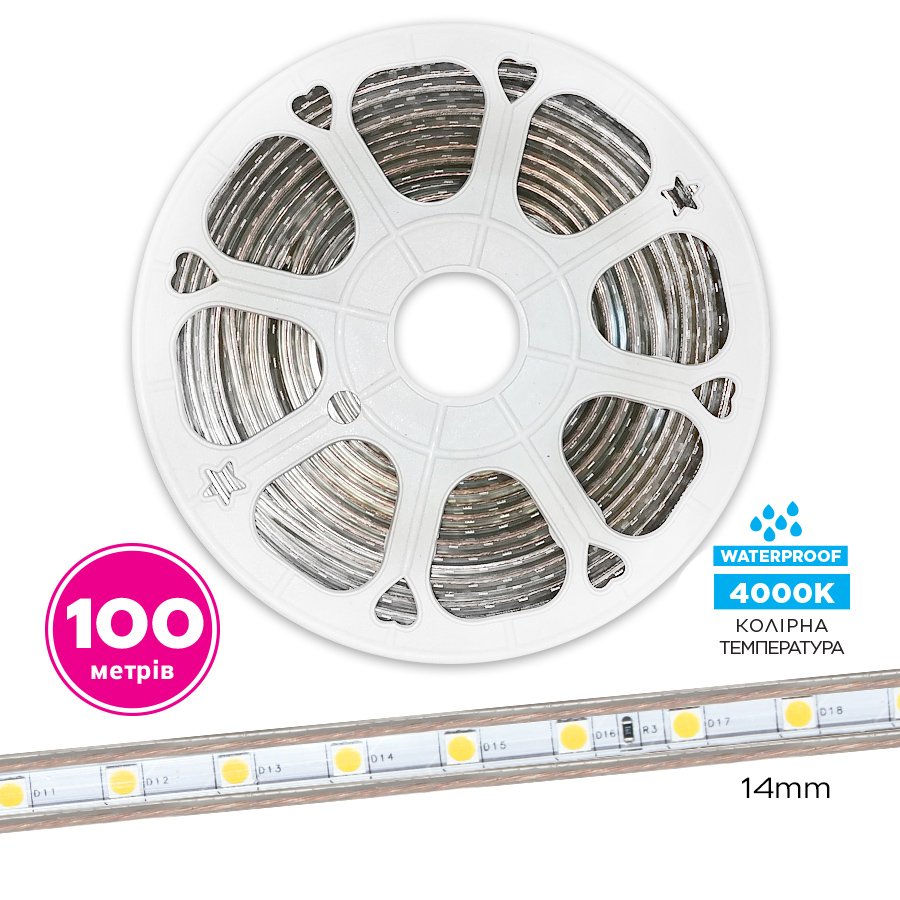 Світлодіодна стрічка ELM 5050 IP65 60LED 4000K (19-0016)