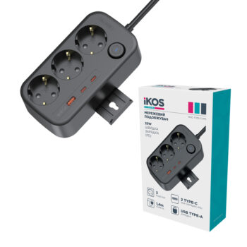 Мережевий подовжувач iKOS F33S-СUPD Black (0026-CES)