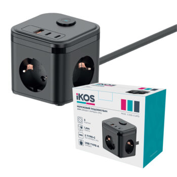 Мережевий подовжувач iKOS С33S-СUPD Black (0027-CES)