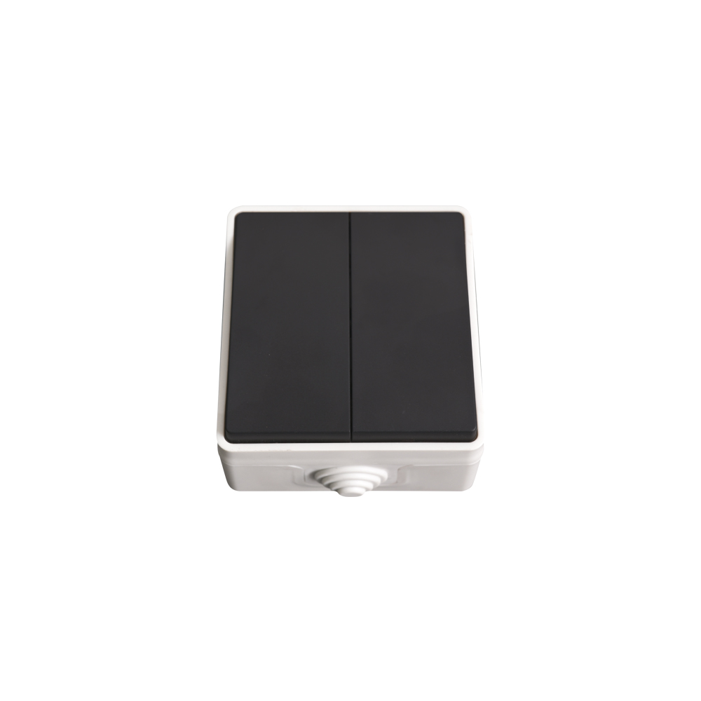 Вимикач ELM SW-20 накладний двоклавішний Сіро-чорний – 41-0036