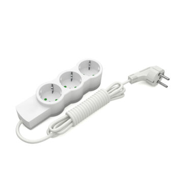 Подовжувач ELECTRUM 3 розетки 5 м з заземленням Білий – C-ES-1541