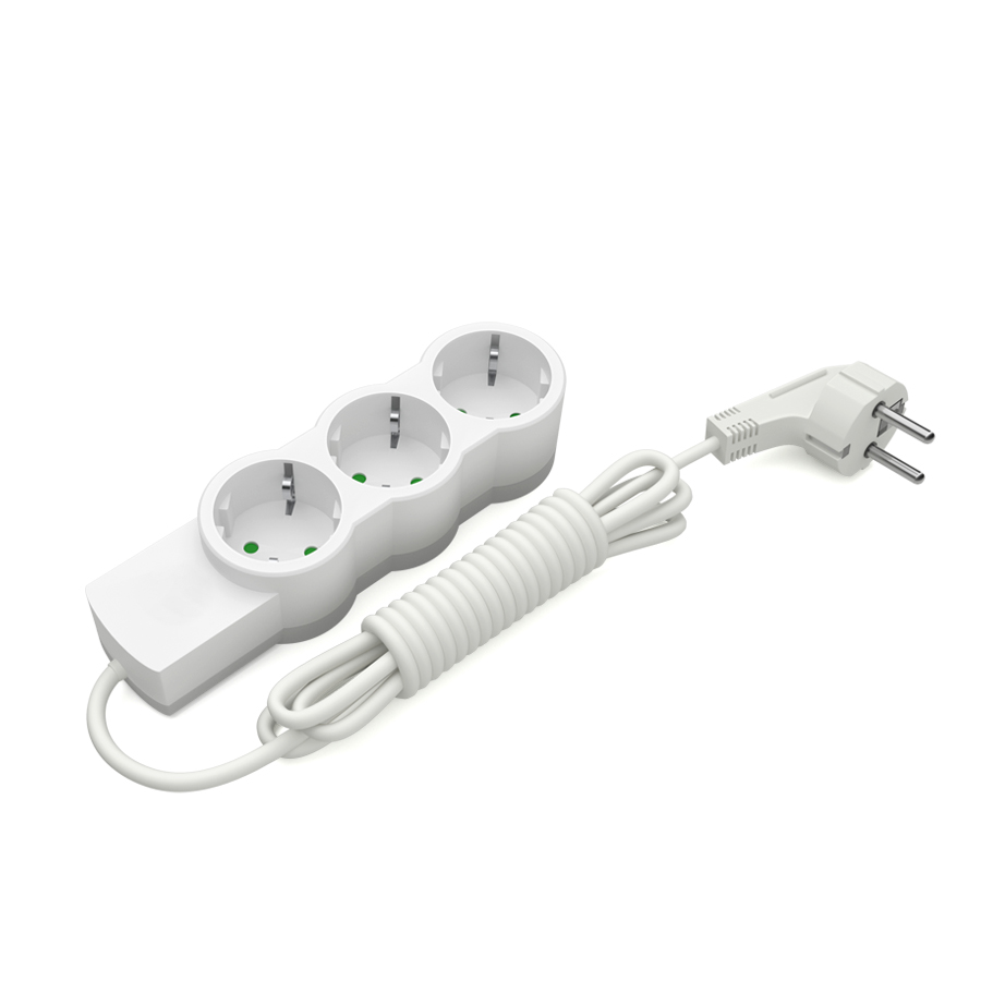 Подовжувач ELECTRUM 3 розетки 5 м з заземленням Білий – C-ES-1541