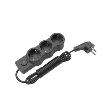 Подовжувач ELECTRUM 3 розетки 5 м з вимикачем і заземленням Чорний – C-ES-1546