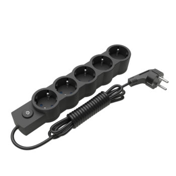 Подовжувач ELECTRUM 5 розеток 5 м з вимикачем і заземленням Чорний – C-ES-1549