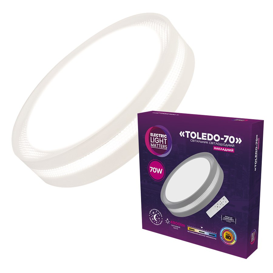 Світильник світлодіодний накладний ELM TOLEDO 70W 3000-6500К IP20 Білий (26-0135)