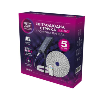 Світлодіодна стрічка ELM LS-9C 5 м IP65 1200 mAh із сонячною панеллю – 19-0019
